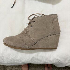 TOMS tan suede booties